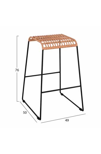 ΣΚΑΜΠΟ ΜΕΤΑΛΛΙΚΟ ALLEGRA HM5641 ΜΕ WICKER ΣΕ ΜΠΕΖ ΑΠΟΧΡΩΣΗ 49x50x76 εκ.