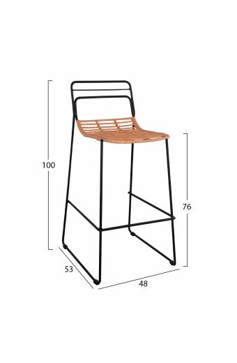 ΣΚΑΜΠΟ ΜΕΤΑΛΛΙΚΟ ALLEGRA HM5642 ΜΕ WICKER ΣΕ ΜΠΕΖ ΑΠΟΧΡΩΣΗ 48x53x100 εκ.