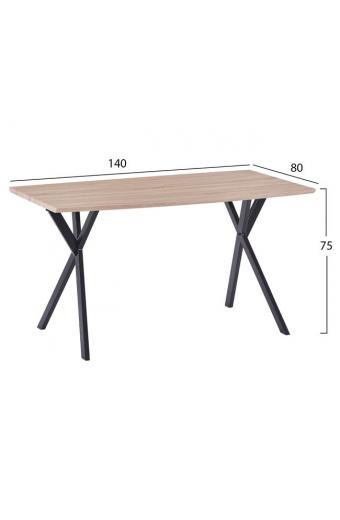 ΤΡΑΠΕΖΙ ALARICK HM8550.01 ΜΕ MDF ΕΠΙΦΑΝΕΙΑ SONAMA & ΜΕΤΑΛΛΙΚΑ ΠΟΔΙΑ 140X80X75Υ εκ.