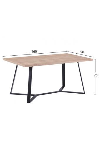 ΤΡΑΠΕΖΙ ALDWIN ΜΕ MDF ΕΠΙΦΑΝΕΙΑ SONAMA & ΜΕΤΑΛΛΙΚΑ ΠΟΔΙΑ HM8551.01 160X90X75Υ εκ.
