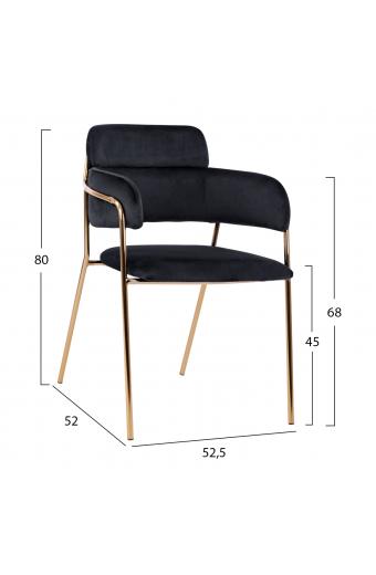 ΠΟΛΥΘΡΟΝΑΚΙ KELSO HM8521.04 ΒΕΛΟΥΔΟ ΜΑΥΡΟ & ΕΠΙΧΡΥΣΟ ΠΟΔΙ 52,5x52x80Υ εκ.