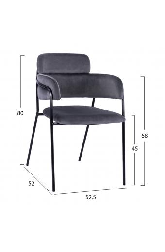 ΠΟΛΥΘΡΟΝΑΚΙ KELSO HM8521.01 ΒΕΛΟΥΔΟ ΣΚΟΥΡΟ ΓΚΡΙ & ΜΑΥΡΟ ΜΕΤΑΛΛΙΚΟ ΣΚΕΛΕΤΟ 52,5x52x80 cm
