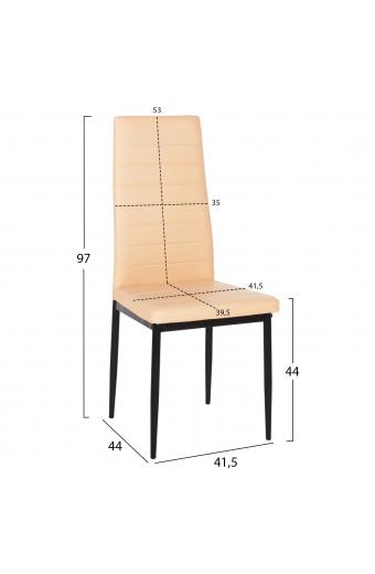 ΚΑΡΕΚΛΑ ΤΡΑΠΕΖΑΡΙΑΣ LADY HM0037.25 ΑΝΟΙΧΤΟ ΚΡΕΜ PU ΣΚΕΛΕΤΟΣ ΜΑΥΡΟΣ ΜΕΤΑΛ. (K/D) 42x44x95Υεκ