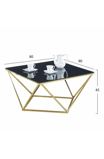 ΤΡΑΠΕΖΙ ΣΑΛΟΝΙΟΥ WILLOW HM8613.02 ΜΕ ΜΑΥΡΟ ΓΥΑΛΙ ΚΑΙ ΕΠΙΧΡΥΣΗ ΒΑΣΗ 80X80X45 EK.