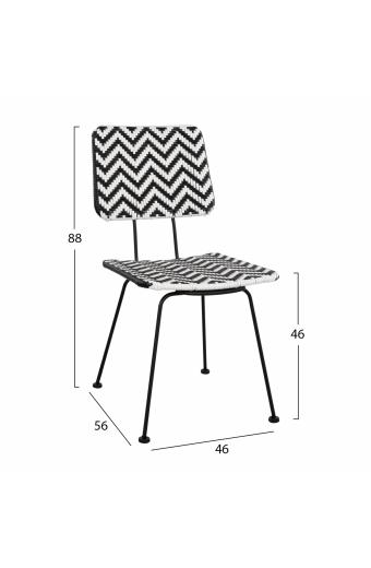 ΚΑΡΕΚΛΑ ΜΕΤΑΛΛΙΚΗ ALLEGRA HM5693 ΜΕ WICKER ΜΑΥΡΟ-ΛΕΥΚΟ 46x56x88Υ εκ.