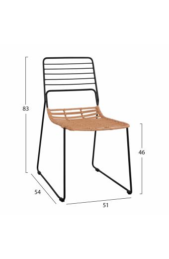 ΚΑΡΕΚΛΑ ΜΕΤΑΛΛΙΚΗ ALLEGRA HM5694 ΜΕ WICKER ΜΠΕΖ 51x54x83Υ εκ.
