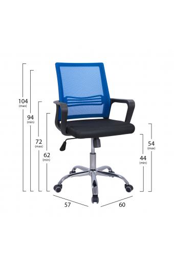 ΚΑΡΕΚΛΑ ΓΡΑΦΕΙΟΥ FALLON HM1148.08 ΣΕ ΜΑΥΡΟ ΧΡΩΜΑ ΜΕ ΜΠΛΕ ΠΛΑΤΗ 60x57x104Υ εκ.