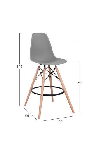 ΣΚΑΜΠΟ ΜΠΑΡ RENATA HM0173.10 ΓΚΡΙ 58x56x107Υ εκ.