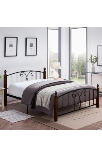 ΚΡΕΒΑΤΙ ΔΙΠΛΟ SUZIE HM585 ΓΙΑ ΣΤΡΩΜΑ 150x200 εκ. ΜΕΤΑΛΛΟ ΞΥΛΟ