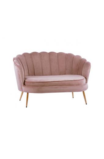 ΚΑΝΑΠΕΣ 2ΘΕΣΙΟΣ COQUILLE HM8627.02 ΑΠΟ ΒΕΛΟΥΔΟ ΣΑΠΙΟ ΜΗΛΟ & ΧΡΥΣΑ ΠΟΔΙΑ 130x81x86εκ.