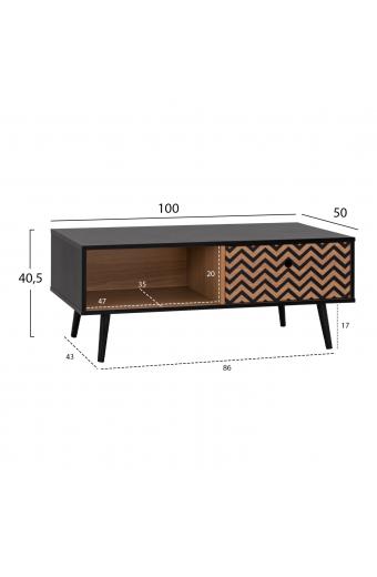 ΤΡΑΠΕΖΙ ΣΑΛΟΝΙΟΥ CHARLEEN HM8668 ΜΑΥΡΟ ΜΕ ΦΥΣΙΚΟ 100x50x40,5Υ εκ.