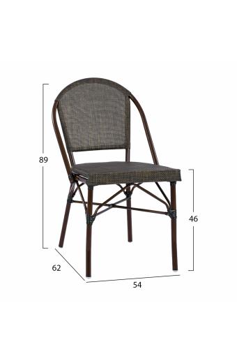 ΚΑΡΕΚΛΑ PRETORIA ΜΕΤΑΛΛΙΚΗ BAMBOO LOOK ΚΑΦΕ HM5718 54x62x89 εκ.