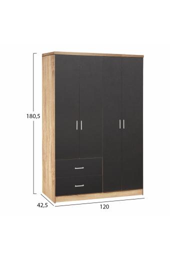 ΝΤΟΥΛΑΠΑ 4ΦΥΛΛΗ BRIANA ME 2 ΣΥΡΤΑΡΙΑ HM339.04 SONAMA-ΓΚΡΙ 120Χ42,5Χ180,5εκ.
