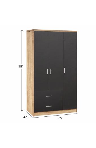ΝΤΟΥΛΑΠΑ 3ΦΥΛΛΗ ME 2 ΣΥΡΤΑΡΙΑ CAESAR HM340.04 SONAMA ΜΕ ΓΚΡΙ 89x42,5Χ181εκ.