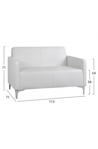 ΚΑΝΑΠΕΣ 2ΘΕΣΙΟΣ NELLIE HM3159.22 ΜΕ ΛΕΥΚΟ PU 113x71x71Υ εκ.