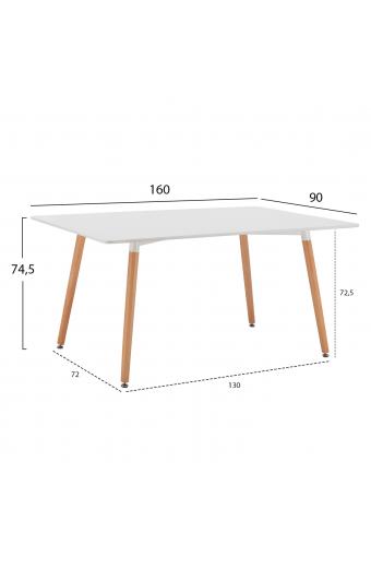 ΤΡΑΠΕΖΙ HM8697.01 MINIMAL, ΛΕΥΚΟ MDF, ΞΥΛΙΝΑ ΠΟΔΙΑ ΟΞΙΑ,160Χ90X74,5Υ εκ