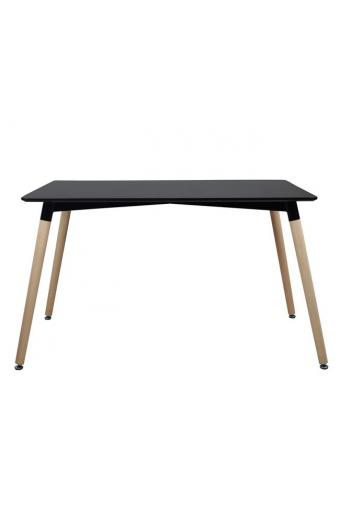 ΤΡΑΠΕΖΙ HM8697.02 MINIMAL, μαύρο MDF, ξύλινα πόδια οξιά, 160Χ90X74Υεκ.