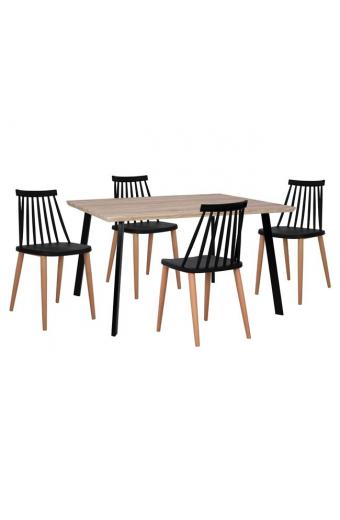 ΣΕΤ 5ΤΜΧ ΤΡΑΠΕΖΙ 140x80x76 cm SONAMA & ΚΑΡΕΚΛΕΣ VANESSA ΜΑΥΡΕΣ ΜΕΤΑΛΛΙΚΑ ΠΟΔΙΑ HM11037