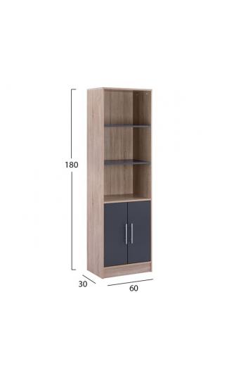 ΒΙΒΛΙΟΘΗΚΗ ΜΕΛΑΜΙΝΗΣ ENSLEY HM2027.04 SONAMA-ΓΚΡΙ 60x30x180Υ εκ.