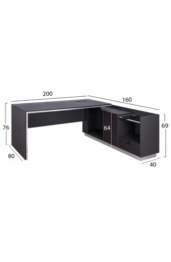 ΓΡΑΦΕΙΟ ΕΠΑΓΓΕΛΜΑΤΙΚΟ ΔΕΞΙΑ ΓΩΝΙΑ ROSEWOOD HM2112R 200X160X76Υ εκ.