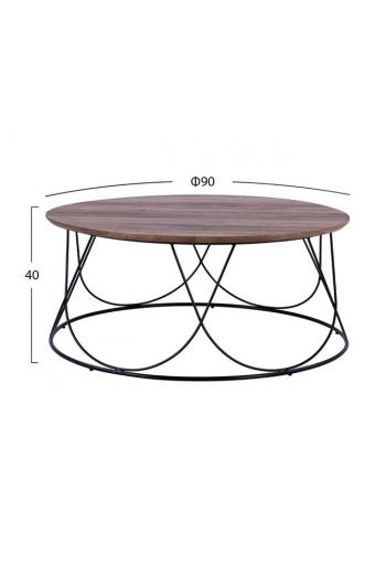 ΤΡΑΠΕΖΑΚΙ ΣΑΛΟΝΙΟΥ ZENA HM8690 MDF TOP ΜΕ ΜΕΤΑΛΛΙΚΟ ΜΑΥΡΟ ΣΚΕΛΕΤΟ Φ90Χ40Υ εκ.