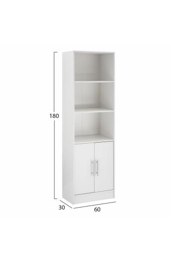 ΒΙΒΛΙΟΘΗΚΗ ΜΕΛΑΜΙΝΗΣ ENSLEY HM2027.05 ΣΕ ΛΕΥΚΗ ΑΠΟΧΡΩΣΗ 60x30x180 εκ.