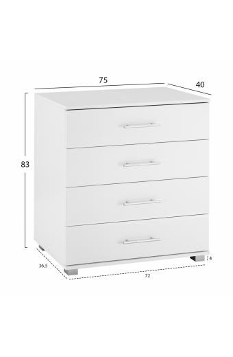 ΣΥΡΤΑΡΙΕΡΑ ΜΕΛΑΜΙΝΗΣ BRIANA HM2204.05 ME 4 ΣΥΡΤΑΡΙΑ ΛΕΥΚΗ 75x40x83Y εκ.