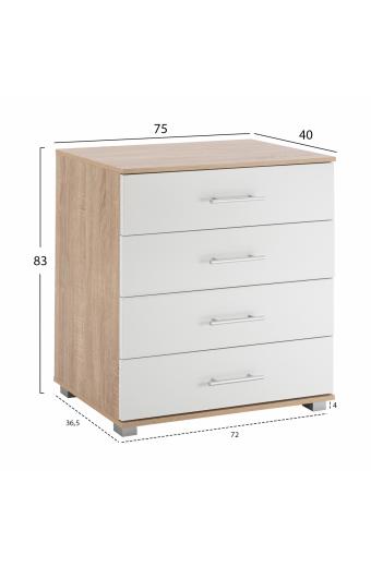 ΣΥΡΤΑΡΙΕΡΑ ΜΕΛΑΜΙΝΗΣ BRIANA HM2204.06 ME 4 ΣΥΡΤΑΡΙΑ SONAMA-ΛΕΥΚΟ 75x40x83Y εκ.
