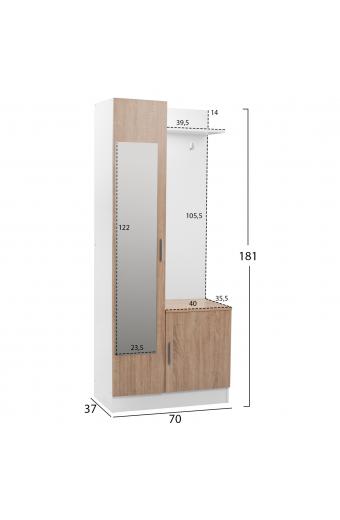 ΕΠΙΠΛΟ ΕΙΣΟΔΟΥ ΜΕ ΚΑΘΡΕΠΤΗ JANICE HM2264 SONAMA ΛΕΥΚΟ 70x37x181 εκ.