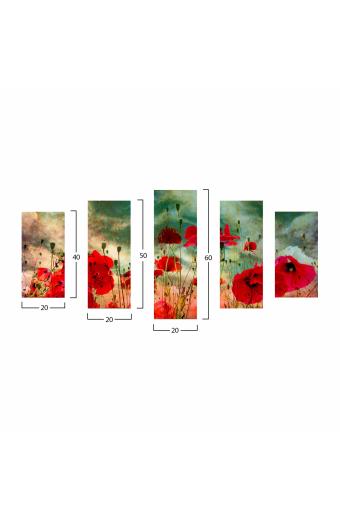 ΠΙΝΑΚΑΣ ΠΕΝΤΑΠΤΥΧΟ MDF POPPY FIELD HM7206.03 100X0,3X60 εκ.