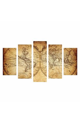 ΠΕΝΤΑΠΤΥΧΟΣ ΠΙΝΑΚΑΣ MDF VINTAGE WORLD MAP HM7206.06 100X60x0,3 εκ.