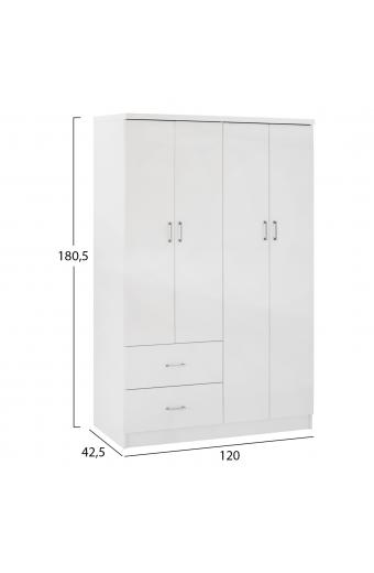 ΝΤΟΥΛΑΠΑ 4ΦΥΛΛΗ ME 2 ΣΥΡΤΑΡΙΑ BLAKELY HM339.05 ΛΕΥΚΗ 120Χ42,5Χ180,5 εκ.