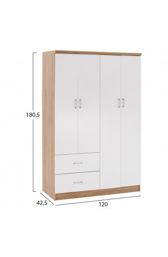 ΝΤΟΥΛΑΠΑ 4ΦΥΛΛΗ ME 2 ΣΥΡΤΑΡΙΑ BLAKELY HM339.06 SONAMA ΛΕΥΚΗ 120Χ42,5Χ180,5 εκ.