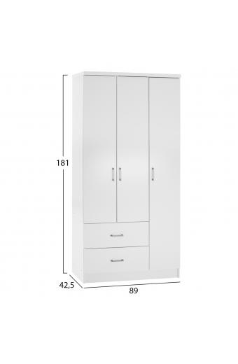 ΝΤΟΥΛΑΠΑ 3ΦΥΛΛΗ ME 2 ΣΥΡΤΑΡΙΑ CAESAR HM340.05 ΛΕΥΚΗ 89x42,5x181 εκ.