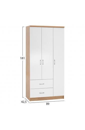 ΝΤΟΥΛΑΠΑ 3ΦΥΛΛΗ ME 2 ΣΥΡΤΑΡΙΑ CAESAR HM340.06 SONAMA - ΛΕΥΚO 89x42,5x181 εκ.