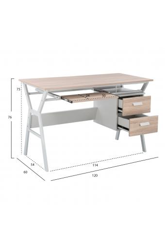 ΓΡΑΦΕΙΟ VITINO HM2130.01 ΜΕΛΑΜΙΝΗ-ΜΕΤΑΛΛΟ ΣΕ SONAMA-ΛΕΥΚΟ 120X60X76εκ.