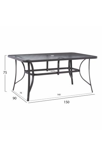 ΣΕΤ ΤΡΑΠΕΖΑΡΙΑ 7ΤΜΧ ΤΡΑΠΕΖΙ BRUNO 150X90 ΜΕ ΠΟΛΥΘΡΟΝΕΣ ENDIKA ΓΚΡΙ HM11475