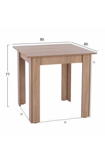 ΤΡΑΠΕΖΙ ΚΟΥΖΙΝΑΣ KELVIN HM2427.01, 80x80x77Υεκ., SONOMA OAK