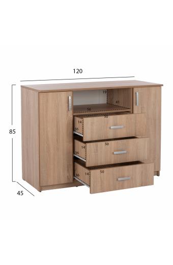 ΜΠΟΥΦΕΣ ΜΕ 2 ΝΤΟΥΛΑΠΙΑ Κ 3 ΣΥΡΤΑΡΙΑ ADLER SONAMA OAK HM2430 120X45X85Yεκ.