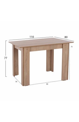 ΤΡΑΠΕΖΙ ΚΟΥΖΙΝΑΣ HM2428.01 KELVIN SONOMA OAK 110x80x77Υεκ.