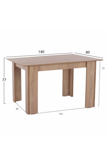 ΤΡΑΠΕΖΙ ΚΟΥΖΙΝΑΣ 140x80x77Υεκ. SONAMA OAK HM2429.01