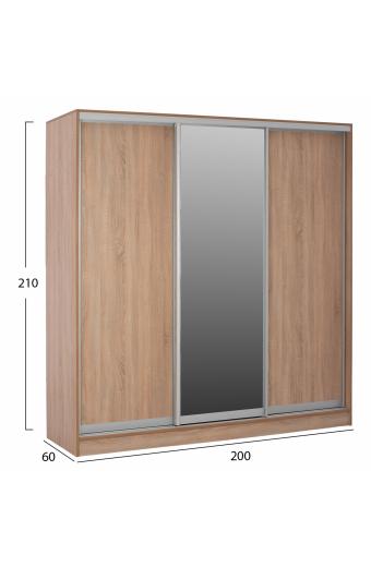 ΝΤΟΥΛΑΠΑ 3ΦΥΛΛΗ ΣΥΡΟΜΕΝΗ ΜΕ ΚΑΘΡΕΠΤΗ SONAMA OAK HM2435  200X60X210Υεκ