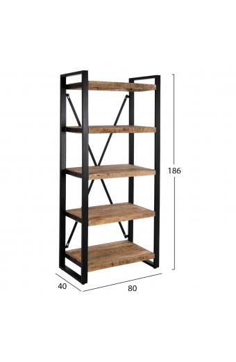 ΒΙΒΛΙΟΘΗΚΗ TURNER ΜΕΤΑΛΛΟ ΚΑΙ ΜΑΣΙΦ ΞΥΛΟ MANGO HM8188.11 80x45x186Υ εκ.