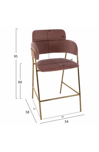 ΣΚΑΜΠΟ ΜΕΣΑΙΟΥ ΥΨΟΥΣ KELSO HM8735.02 ΒΕΛΟΥΔΟ ΣΑΠΙΟ ΜΗΛΟ ΕΠΙΧΡΥΣΟ ΣΚΕΛΕΤΟ 54x58x95Υ εκ.