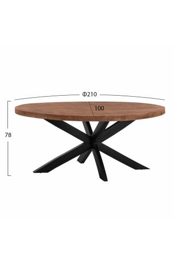 ΤΡΑΠΕΖΙ LEVINHO HM8483.11 OVAL 6εκ. ΠΑΧΟΣ ΑΠΟ ΜΑΣΙΦ ΞΥΛΟ MANGO 210x100x78Υ εκ.