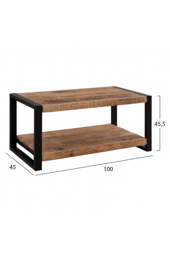 ΤΡΑΠΕΖΙ ΣΑΛΟΝΙΟΥ GATLIN HM8486.11 ΑΠΟ ΜΑΣΙΦ ΞΥΛΟ MANGO 100x45x45,5Υ εκ.