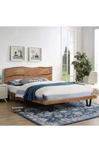 ΚΡΕΒΑΤΙ NICOLE HM8218.11 ΑΠΟ ΜΑΣΙΦ ΞΥΛΟ ΑΚΑΚΙΑΣ 212,5x180x106εκ. ΓΙΑ ΣΤΡΩΜΑ 160Χ200