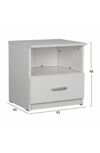 ΚΟΜΟΔΙΝΟ ADLER ΜΕΛΑΜΙΝΗΣ ΛΕΥΚΟ HM2431.03 45x40x48 εκ.