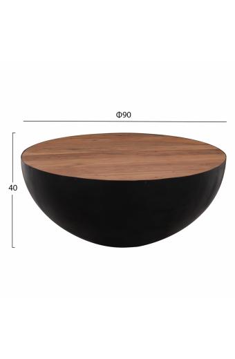 ΔΙΑΚΟΣΜΗΤΙΚΟ ΤΡΑΠΕΖΙ ΣΑΛΟΝΙΟΥ BOWL Φ90X40Yεκ. ΜΑΥΡΟ ΜΕ ΞΥΛΟ ΑΚΑΚΙΑΣ HM8717.01