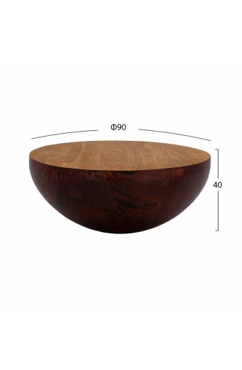 ΔΙΑΚΟΣΜΗΤΙΚΟ ΤΡΑΠΕΖΙ ΣΑΛΟΝΙΟΥ BOWL Φ90X40Yεκ. RUSTY ΜΕ ΞΥΛΟ ΑΚΑΚΙΑΣ HM8717.02